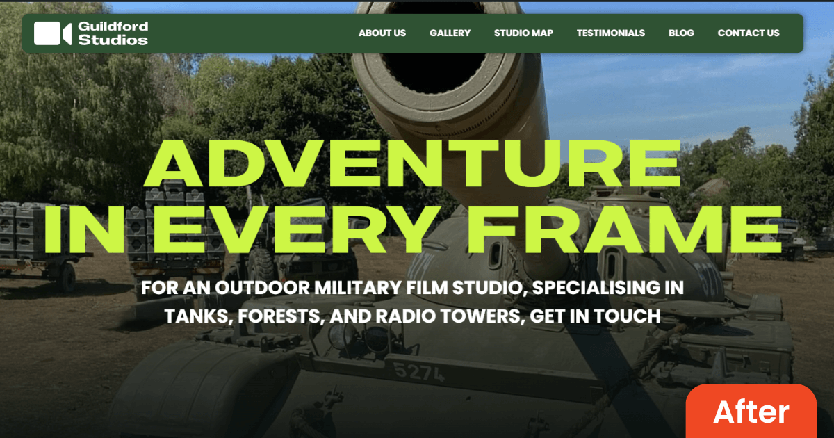 The new Guildford Studios homepage